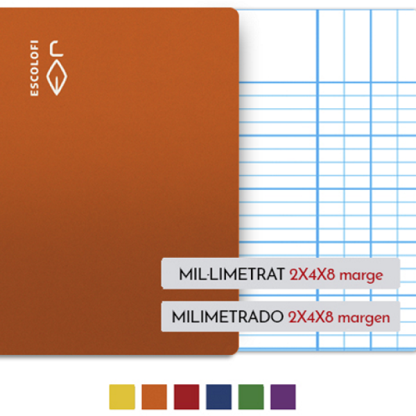 Llibretes Escolofi Folio 50 fulls mil·limetrat 2x4