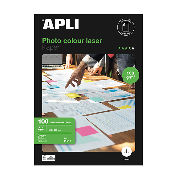 Papel fotográfico Apli Glossy Láser doble cara A4