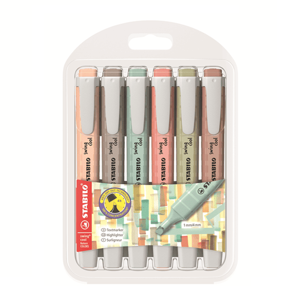 Estuche marcadores fluorescentes STABILO Swing cool NatureCOLORS