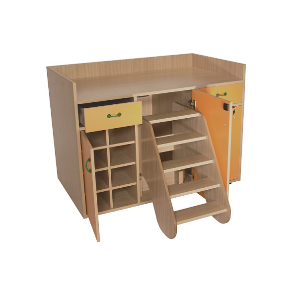 Mueble cambiador escalera 3 puertas haya