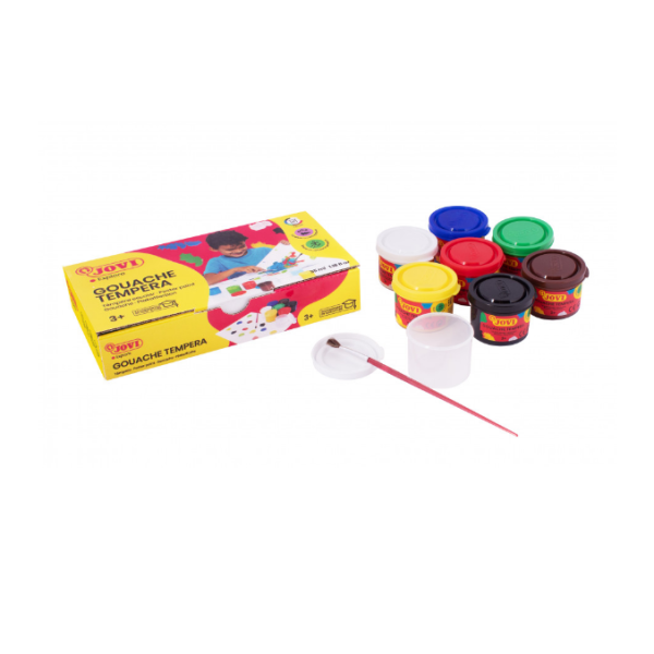Estoig 7 pots + pinzell témpera Jovi 35 ml