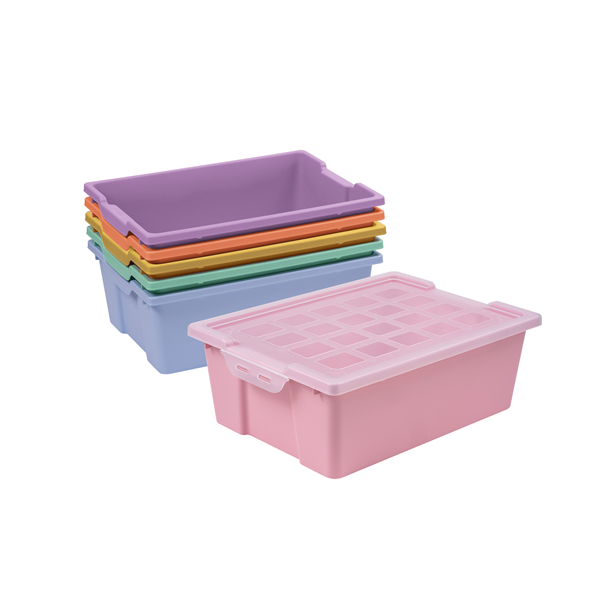 Caja almacenamiento con tapa Faibo pastel