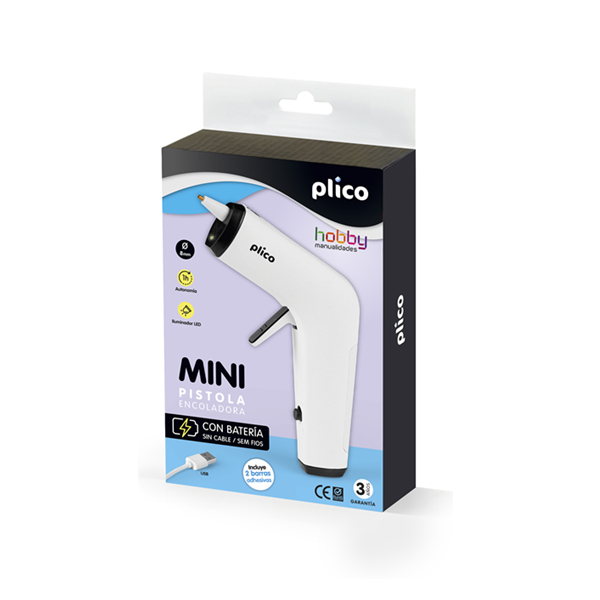 Pistola de cola Plico Mini de 8 mm con batería