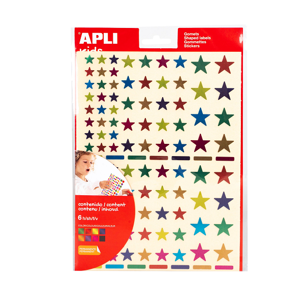 Sobre gomets Apli estrellas multicolor metalizadas permanentes