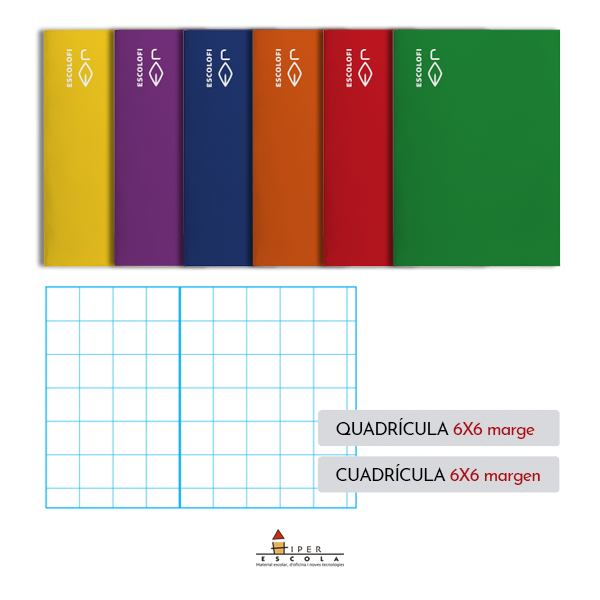 Libretas Escolofi Cuarto 50 hojas cuadrícula 6x6