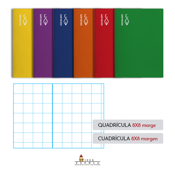 Libretas Escolofi Cuarto 50 hojas cuadrícula 8x8