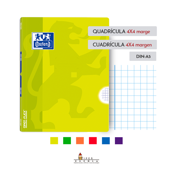 Libreta Oxford Openflex A5+ 48 hojas cuadricula 4x4