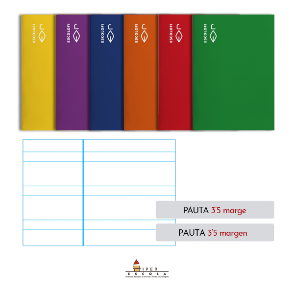 Libretas Escolofi Cuarto 50 hojas pauta 3,5 mm