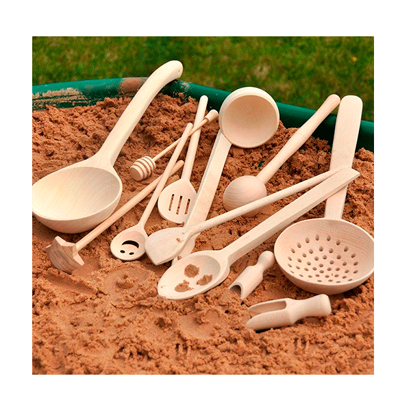Juego 12 utensilios de madera para cocina