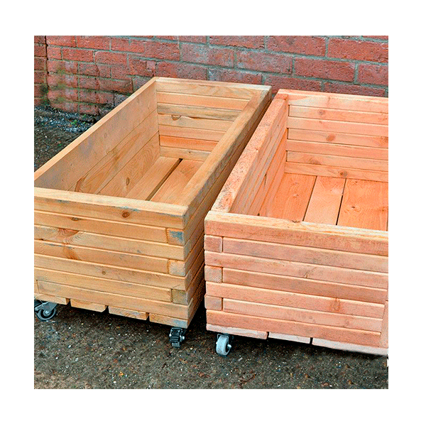 Kit de 2 jardineres rectangulars amb rodes