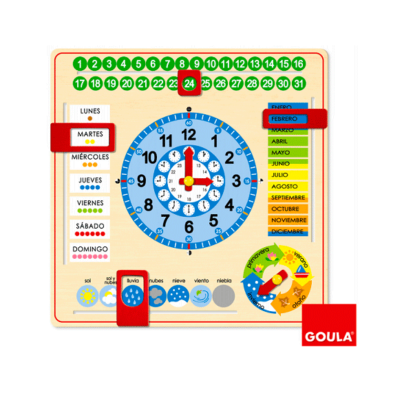Rellotge calendari fusta