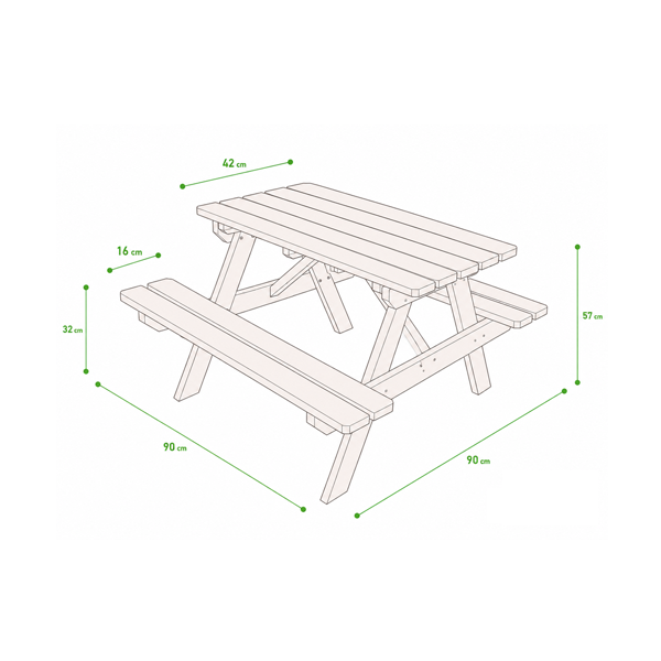 Mesa picnic infantil 90x90x56cm