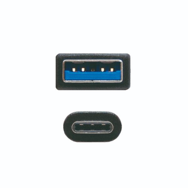 Cable USB 3.1 GEN2 10Gbps con conector tipus C macho a un extremo y tipo A macho en el otro. 2 m