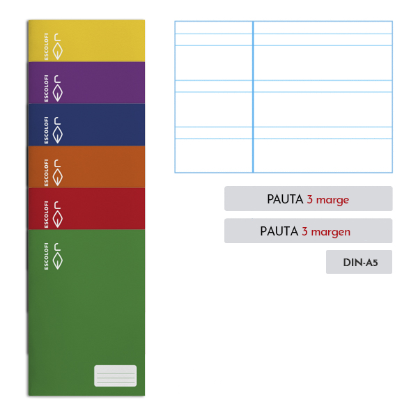 Libretas Escolofi Cuarto 32 hojas pauta 3 mm