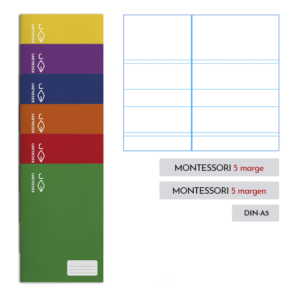 Libretas Escolofi Cuarto 32 hojas pauta montessori 5 mm