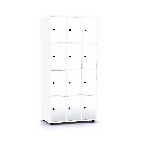 Taquilla blanca 4 puertas 3 columnas 30 cm