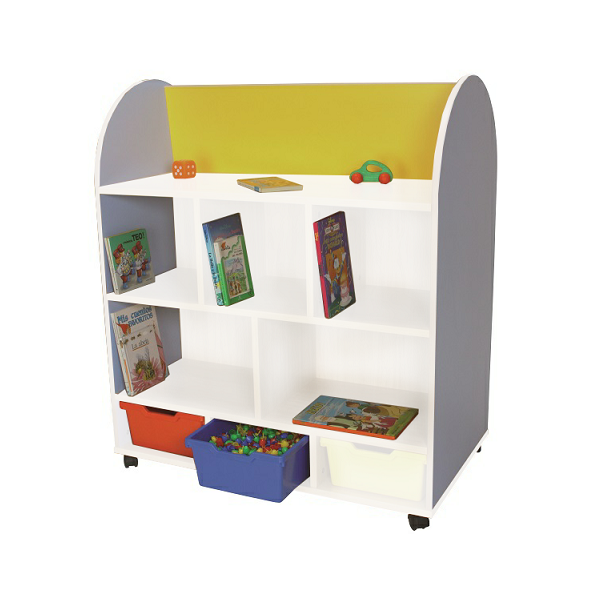 Mueble expositor libros blanco ovalado 2 caras
