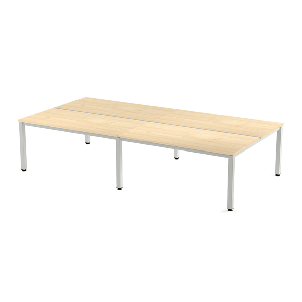 Mesa EXECUTIVE rectangular cuádruple estructura blanca 163x360 cm