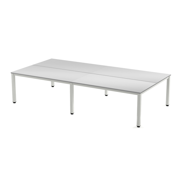 Mesa EXECUTIVE rectangular cuádruple estructura blanca 163x360 cm