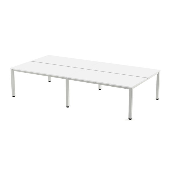 Mesa EXECUTIVE rectangular cuádruple estructura blanca 163x360 cm