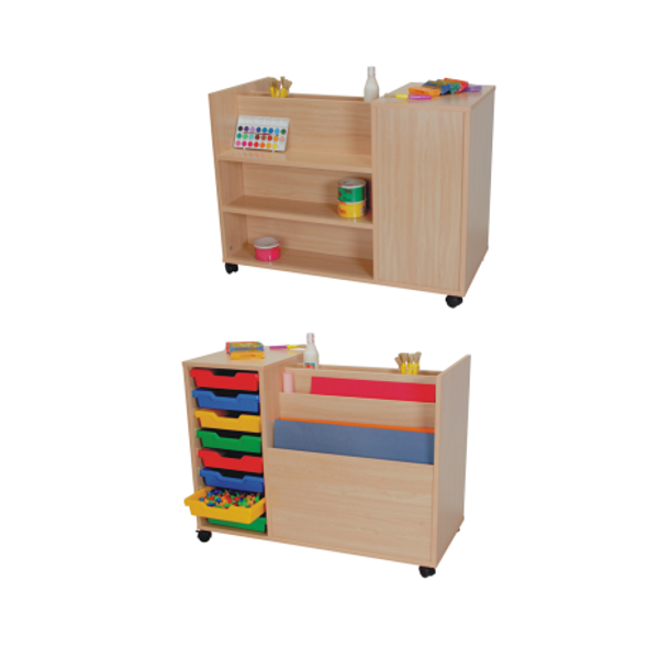 Mueble carro plástica cartulinero y cubetero
