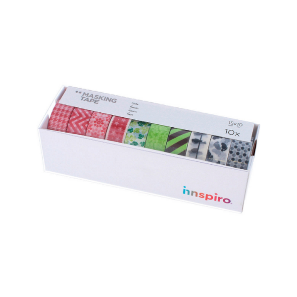 Set cintas surtidas masking tape rojos, verdes y negros Innspiro