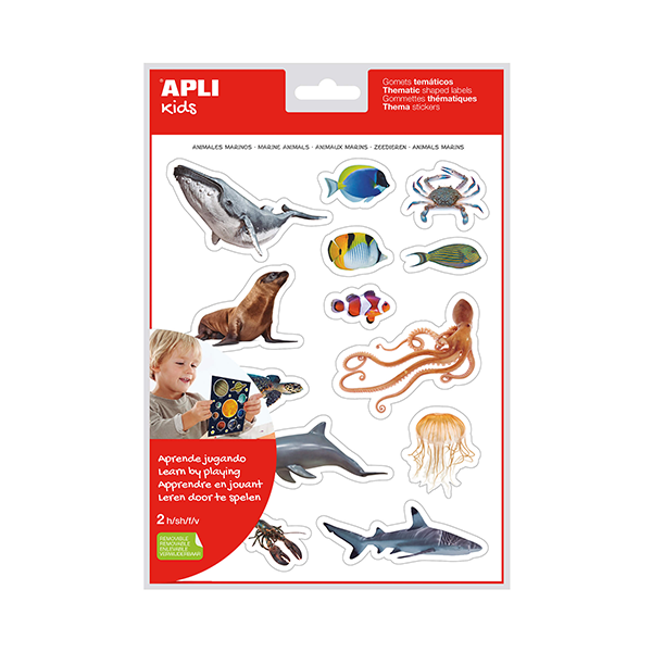 Sobre gomets temàtics realistes Apli Animals marins