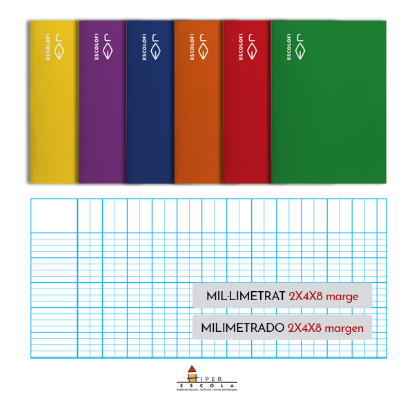 Llibretes Escolofi Quart 50 fulls mil·limetrat 2x4x8