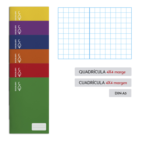 Llibretes Escolofi Quart 32 fulls quadrícula 4x4