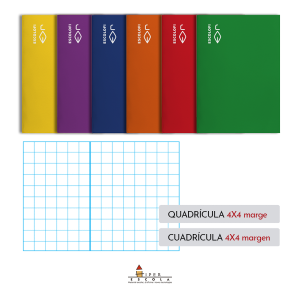 Libretas Escolofi Cuarto 50 hojas cuadriculado 4x4