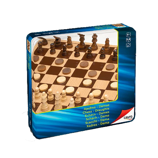 Escacs - Dames de Fusta Metal Box