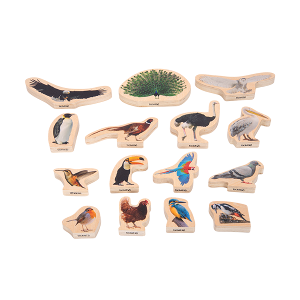 Lot 15 blocs de fusta d'ocells