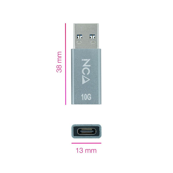 Adaptador USB-A 3.1 GEN2 a USB-C, USB-A/M-USB-C/H, Gris