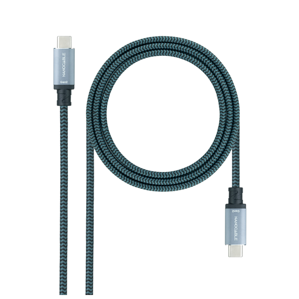 Cable USB 3.2 Gen2x2 20Gbps 5A/100W 4K/60Hz amb connector tipus C mascle a ambdós extrems. 3 m