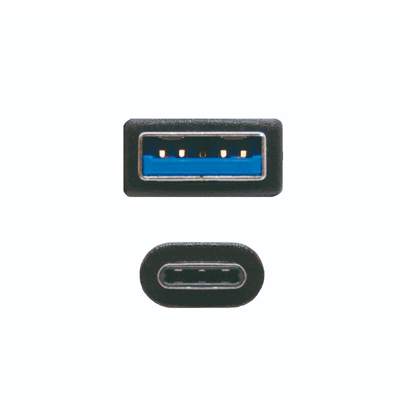 Cable USB 3.1 GEN2 10Gbps con conector tipo C macho en un extremo y tipo A macho en el otro. 1,5 m